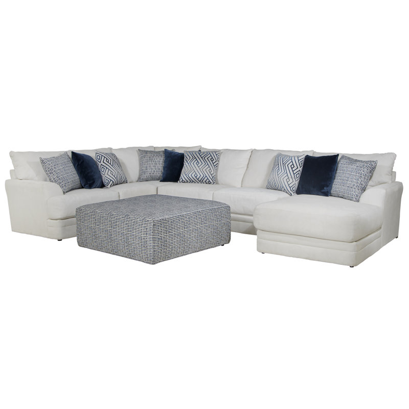 Canapé modulaire de coin avec repose-pieds de 153 po Mazekine, Accoudoir à gauche (vu de face)