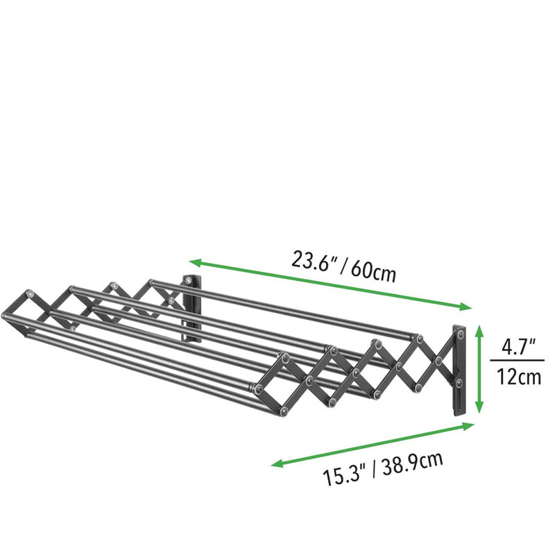 White Steel Wall Mount Accordion Clothes Drying Rack