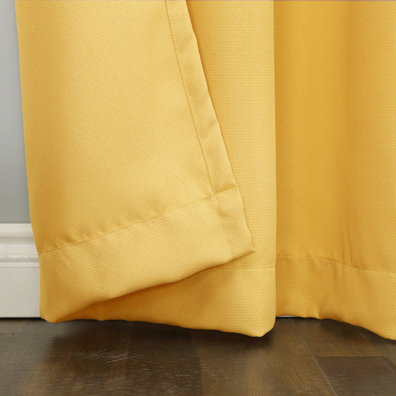 Panneau de rideau simple semi-diaphane avec œillets - Basics by Wayfair ™, l 48 po x L 63 po, Jaune