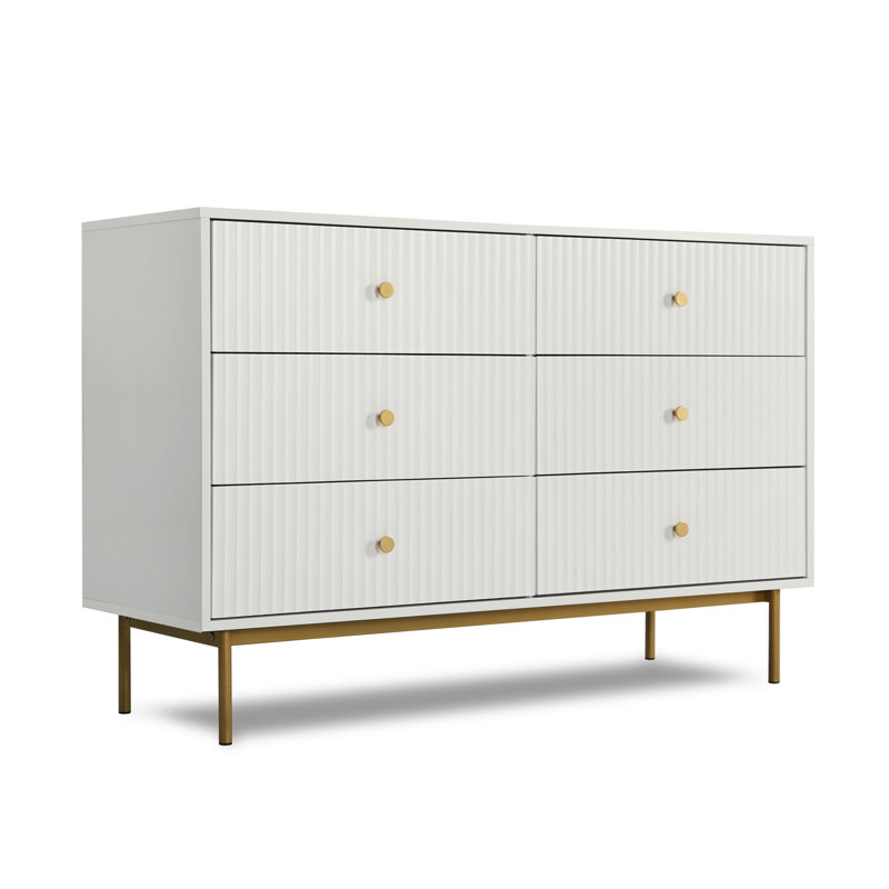 Aimilios 120cm W 6 - Drawer Chest of Drawers, White