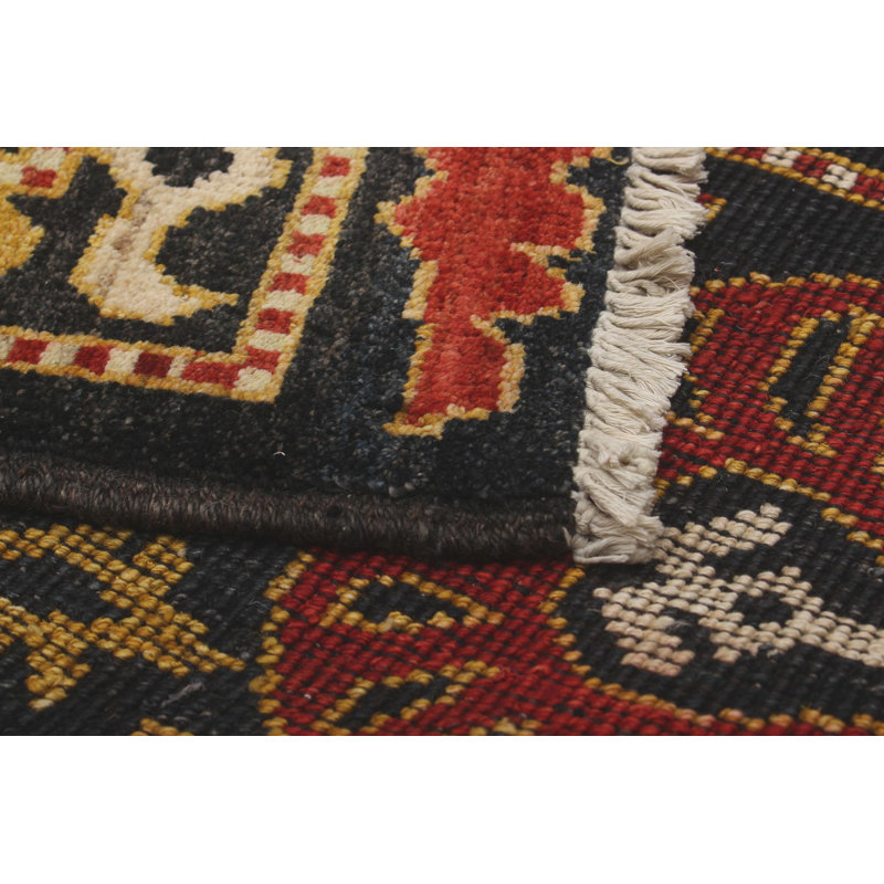 Tapis unique en laine noué à la main Shalimar nouvel âge rouge / doré 8 pi 7 po x 9 pi 9 po Céline