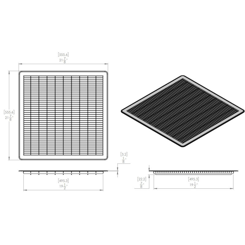 Retour de plancher blanc épais, H 0,875 po x L 20 po x l 20 po
