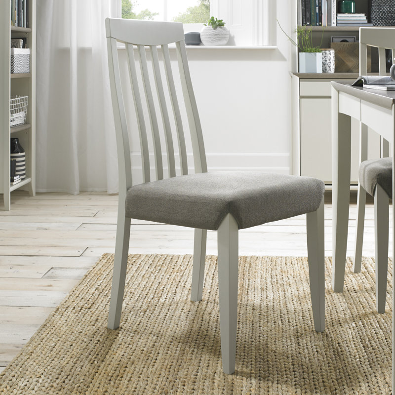 Izzie Upholstered Slat Back Side Chair, White, Grey
