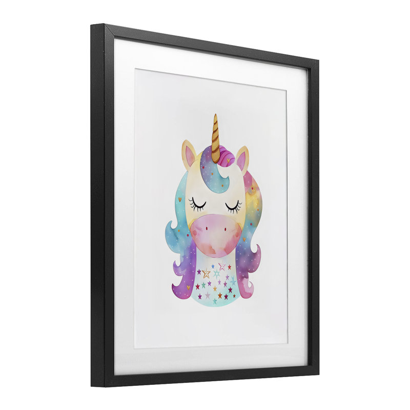 Unicorn Nursery Fantasy, reproduction encadrée sous verre, design par LSR Design Studio, H 16 po x l 13 po, Noir