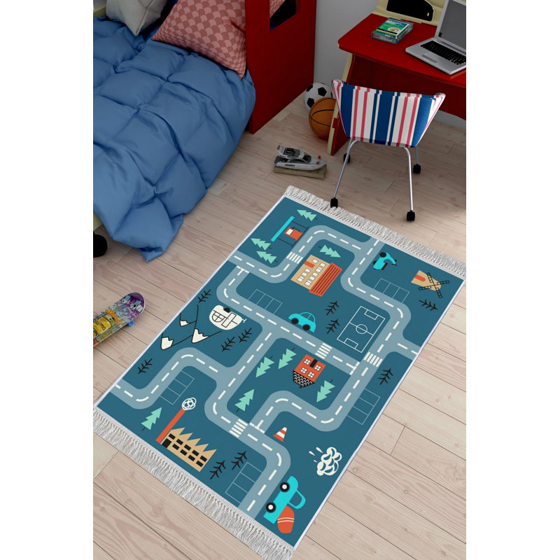 Drasner Blue/Orange/Yellow Rug, Rectangle 140 x 220cm