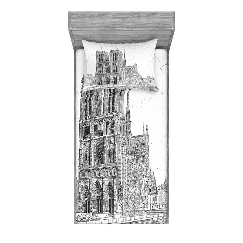 Ensemble de draps notre dame, Ensemble de draps pour lit simple avec drap-housse