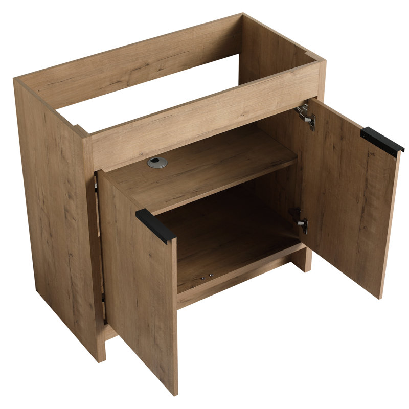 Armoire de salle de bain imitable en chêne avec rangement réglable 36 po - Finition des tablettes autoportantes Bvb02436imo
