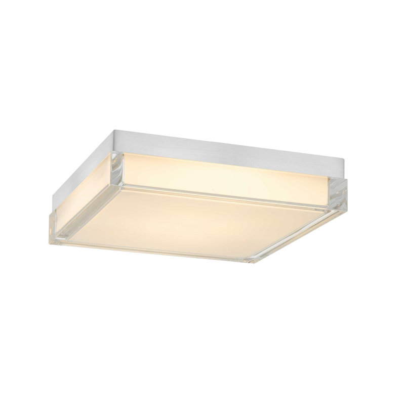 Chrome-Finished Integrated LED Recessed Ceiling Light, Three Color Temperatures, 4" H x 11" W x 11" D