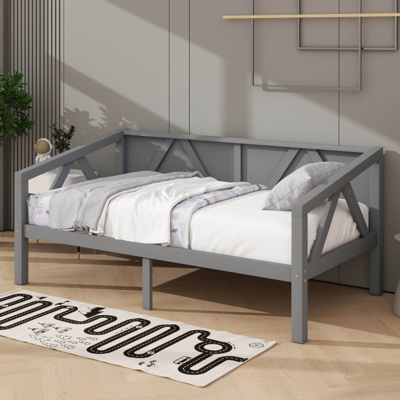 Lit de jour moderne de style minimaliste, Gris, Lit simple