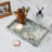 Christmas Natural Marble Bathroom Tray , Cyan Green Vanity Tray For Countertop Organization, Non-Ceramic Stone Tray For Jewelry Perfume Cosmetics