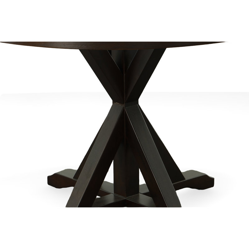 Rustic Brown 48" Round Dining Table with Sturdy X-Base Pedestal, Espresso