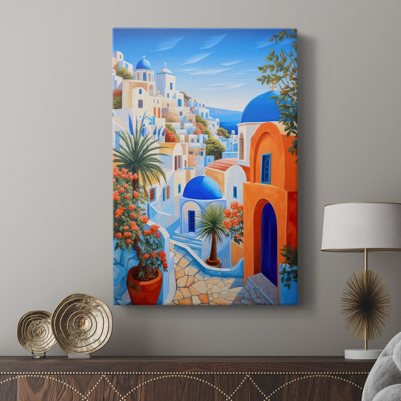 Oia Caldera II -Galerie enveloppée Cavas, H 18 po x l 12 po