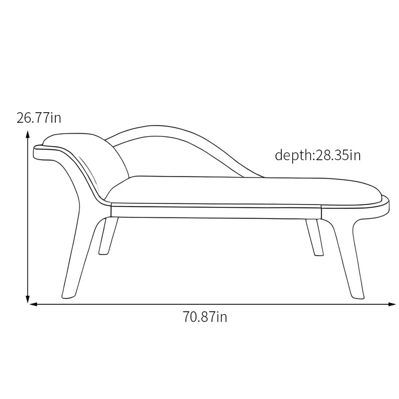 Solid Wood Chaise Longue, Left Hand Facing