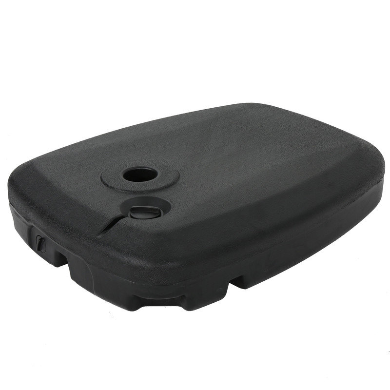 Base de parapluie rectangulaire en plastique remplissable noire, support à eau et sable pour parasols de patio extérieurs