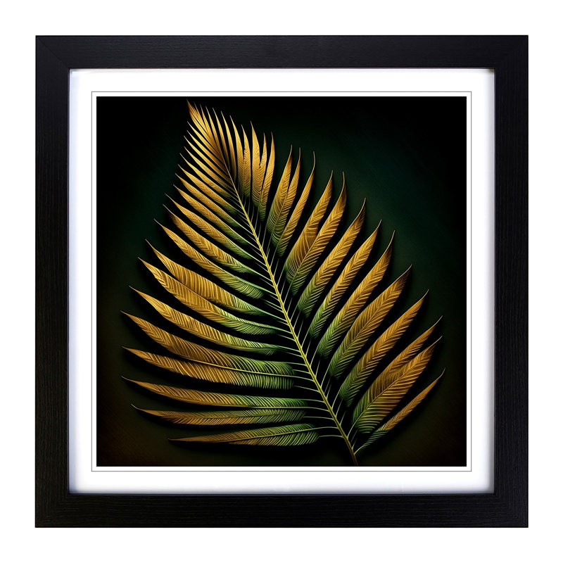 Palm Leaf Digital Art - Framed Print, Black