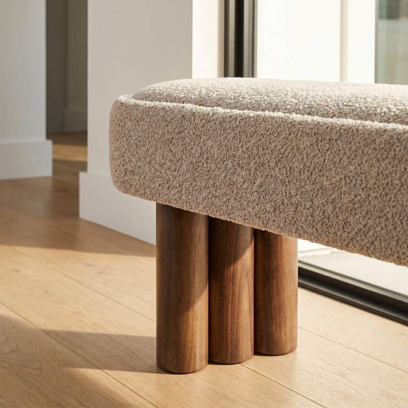 Banc de salle à manger kaki avec pieds noyer - 51,57 po de hauteur, capacité 250 s, khaki,Walnut