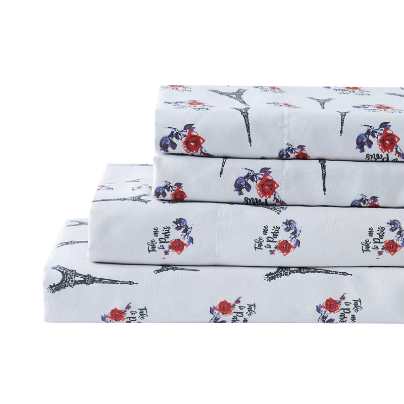 Microfiber Floral Sheet Set, Twin