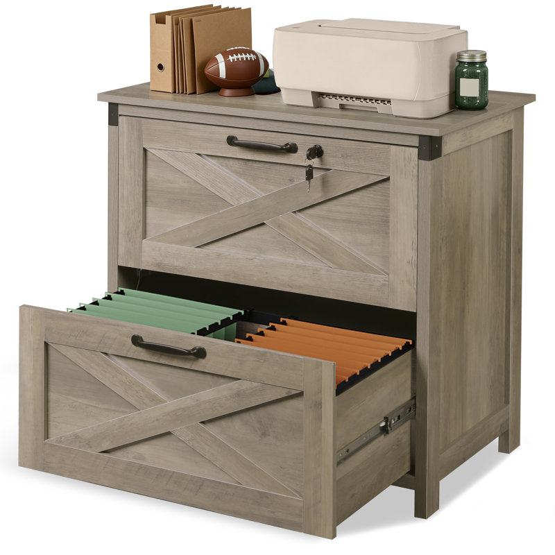 Classeurs latéraux en bois 31,3 po à 2 tiroirs avec serrure pour bureau personnel, format lettre / légal / A4 / F4, assemblage requis