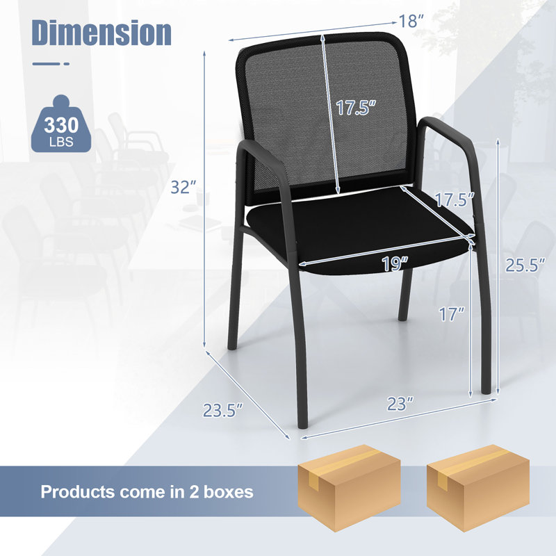 Latitude Run® Meeting Room Chair Set of 2 Waiting Room Chairs w/ Ergonomic Backrest & Armrests