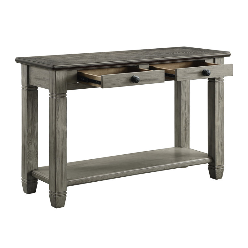Table avec surface basse et tiroirs gris antique, tablette rectangulaire en gris, rangement, Gris antique