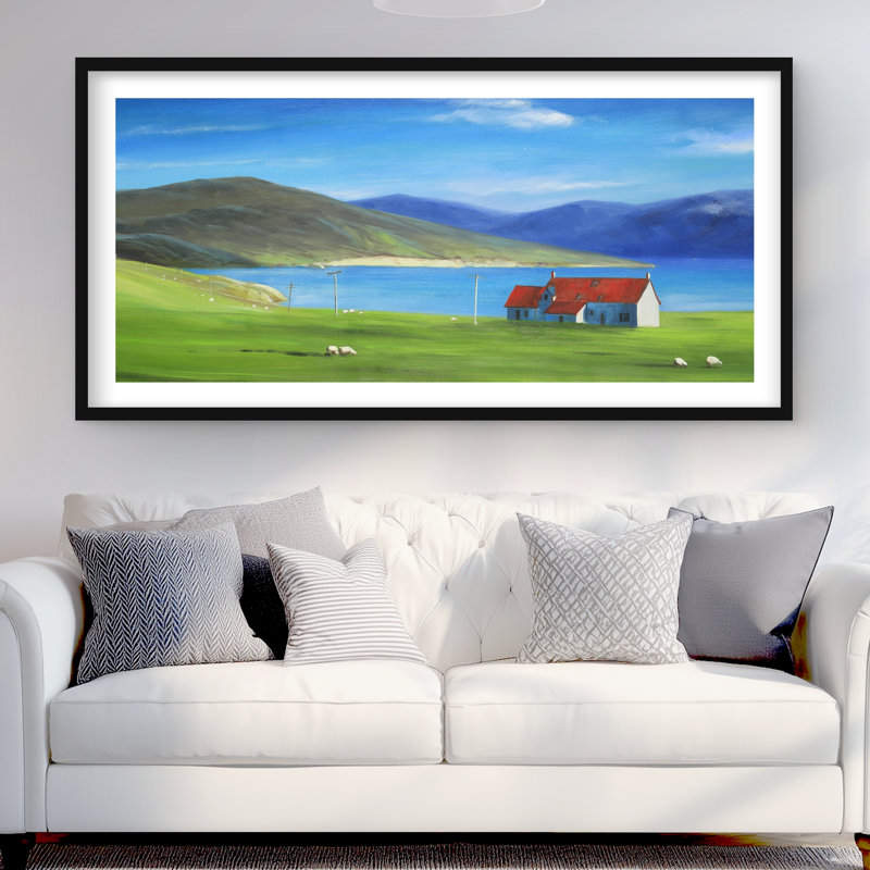 «Scottish Highlands», reproduction de petit toit rouge | Décoration intérieure, H 24 po x l 48 po, Noir