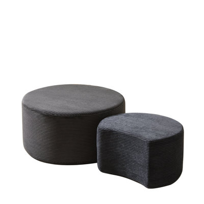 Nesting Coffee Table Set Of 2,Upholstered Round Coffee Tables Set Of 2 For Living Room, Round Coffee Table Side Table End Table Ottoman