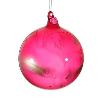 Ornaments Handmade Glass Ball Ornament, 3.93" H x 3.93" W x 3.93" D, Berry