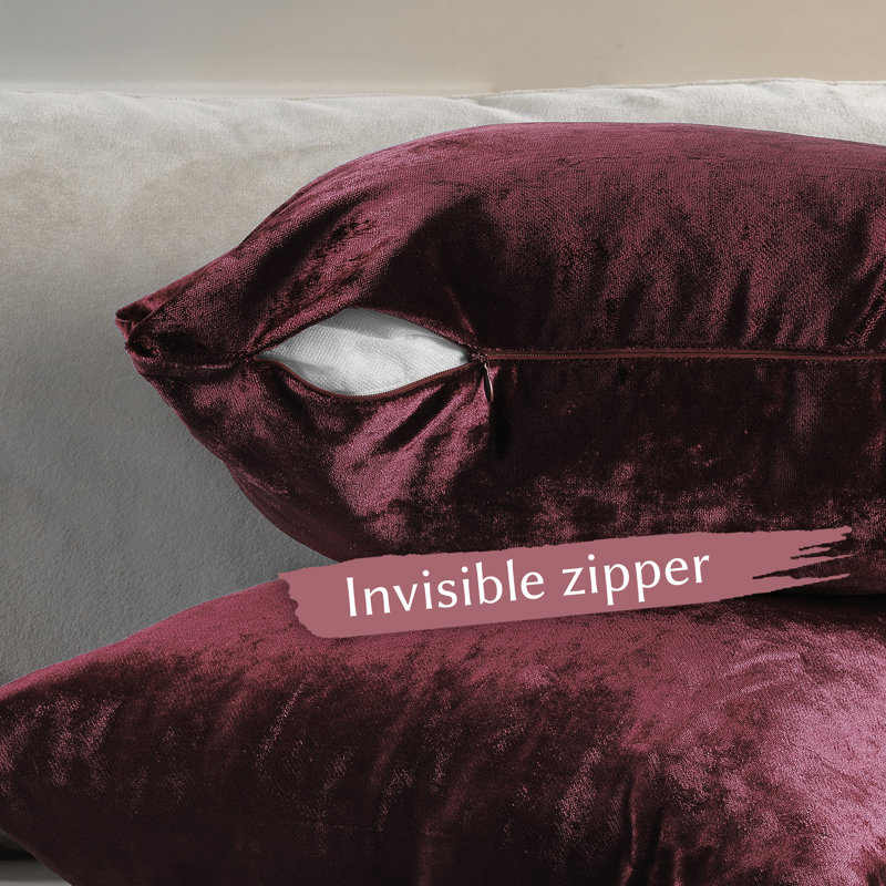Shiny Velvet Pillow Cover, 12"H x 12"W, Square, White