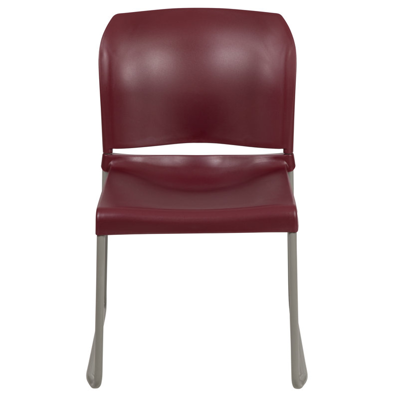 Chaise empilable à dossier plein avec base thermolaquée Oliverson d'une capacité de 880 lb., Gris, Bourgogne