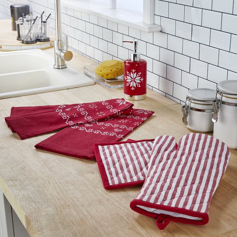 SKL Home 100% Cotton Potholder & Oven Mitt Set