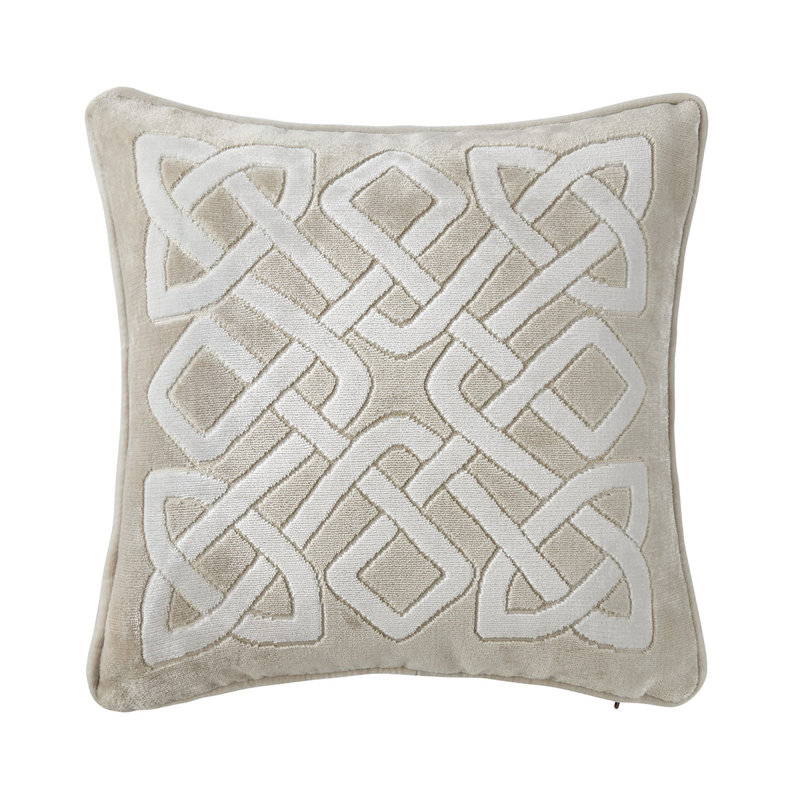 Entrelac Decorative Pillow, Gray/White