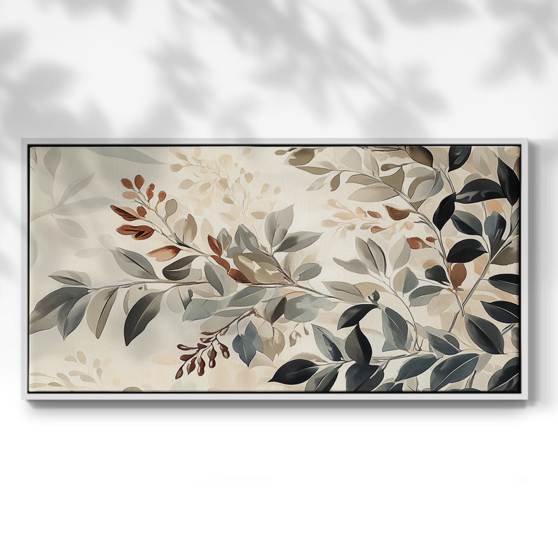 Botanical Series-CCL XXVI - Toile tendue avec châssis encadré - Prêt à être accroché, H 17 po x l 33 po, Blanc