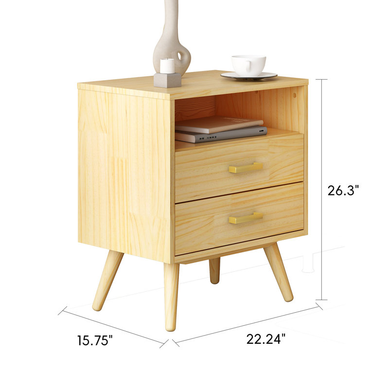 Drawer Nightstand In Dark Walnut, Neutral
