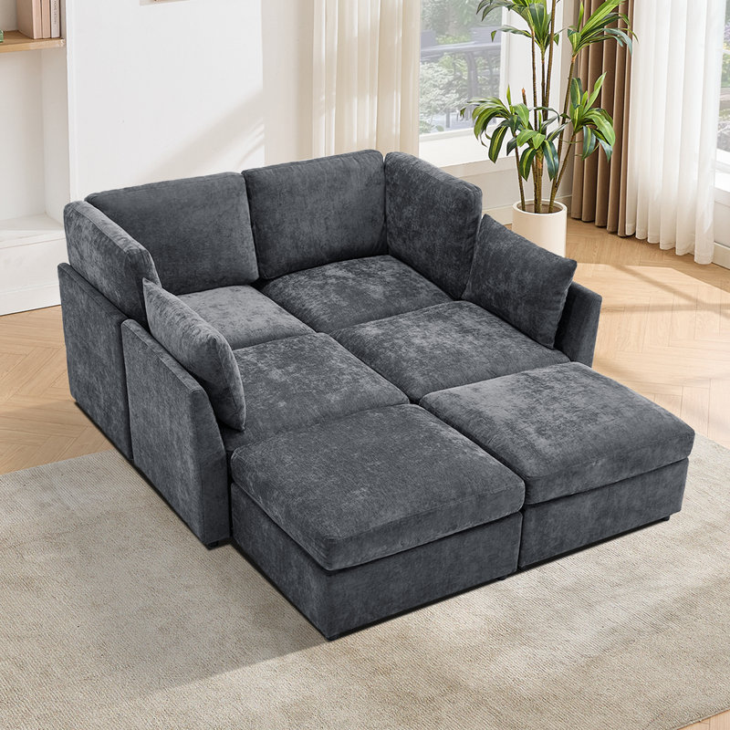 Canapé modulaire 110 po rembourré modulaire moderne, Mélange de polyester vert