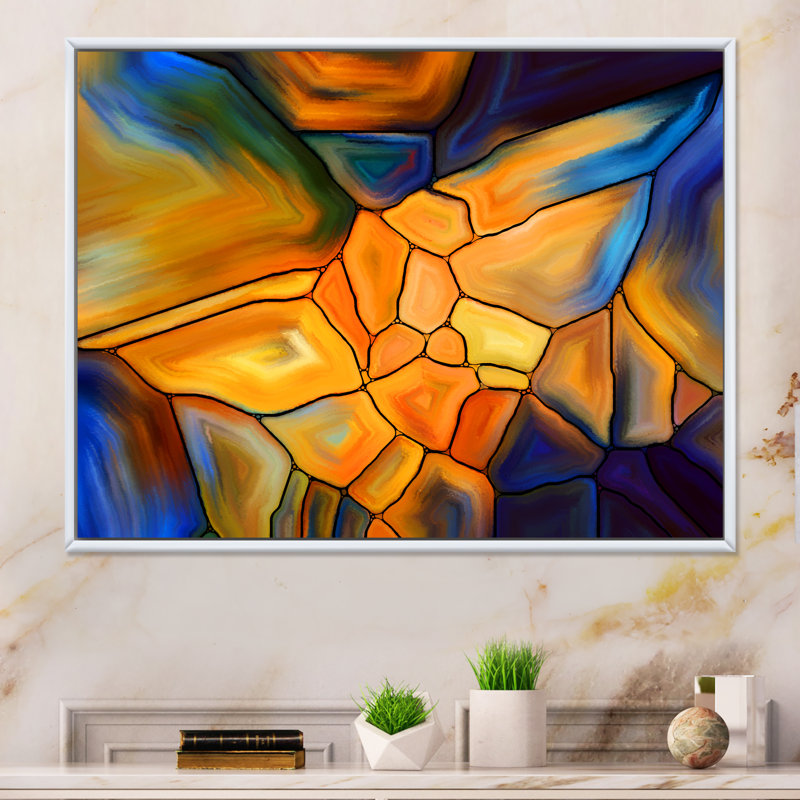 Rêve de vitrail - reproduction sur toile avec cadre flottant, H 8 po x l 12 po x P 1 po, Cadre blanc