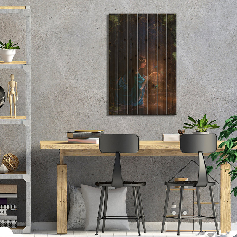 «Lady of the Lake on Wood» par Babette Van Den Berg, reproduction, H 40 po x l 26 po x P 1,5 po