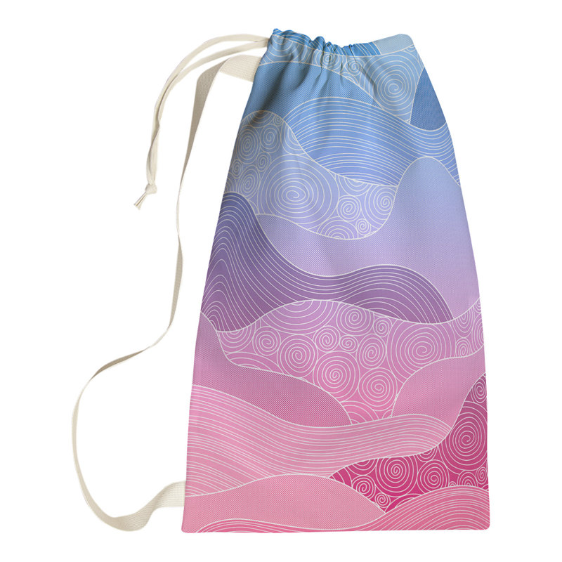 Leffel Fabric Laundry Bag with Handles, Small ( 64" H x 20" W x 1.5" D), Blue/Pink