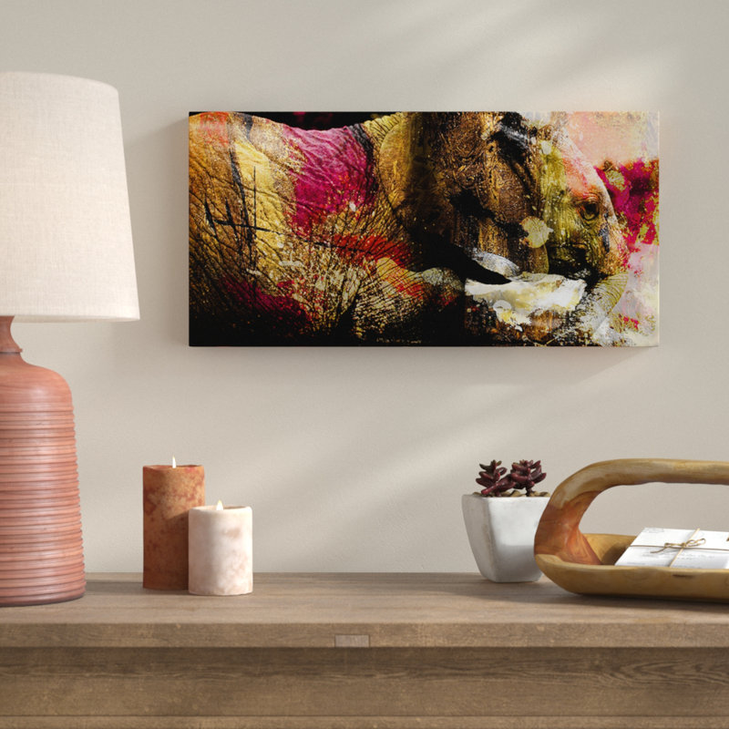 « éléphant v », impression sur toile tendue, H 12 po x l 24 po x P 1,5 po