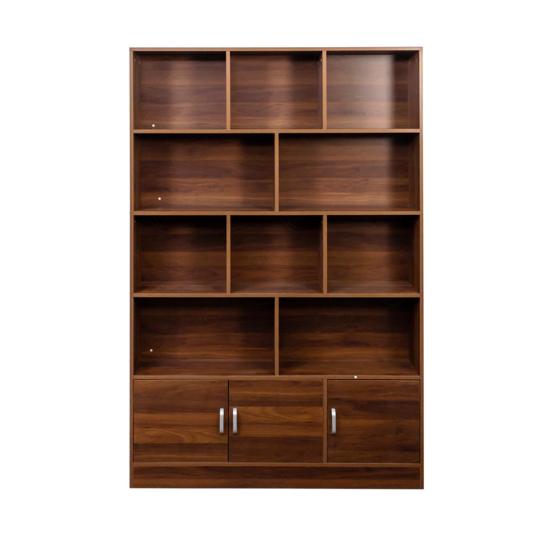 Bibliothèque de 70,87 po de hauteur avec 10 cubes et 3 portes, bibliothèque à 4 niveaux, bibliothèque ouverte avec armoire, rangement à cubes moderne