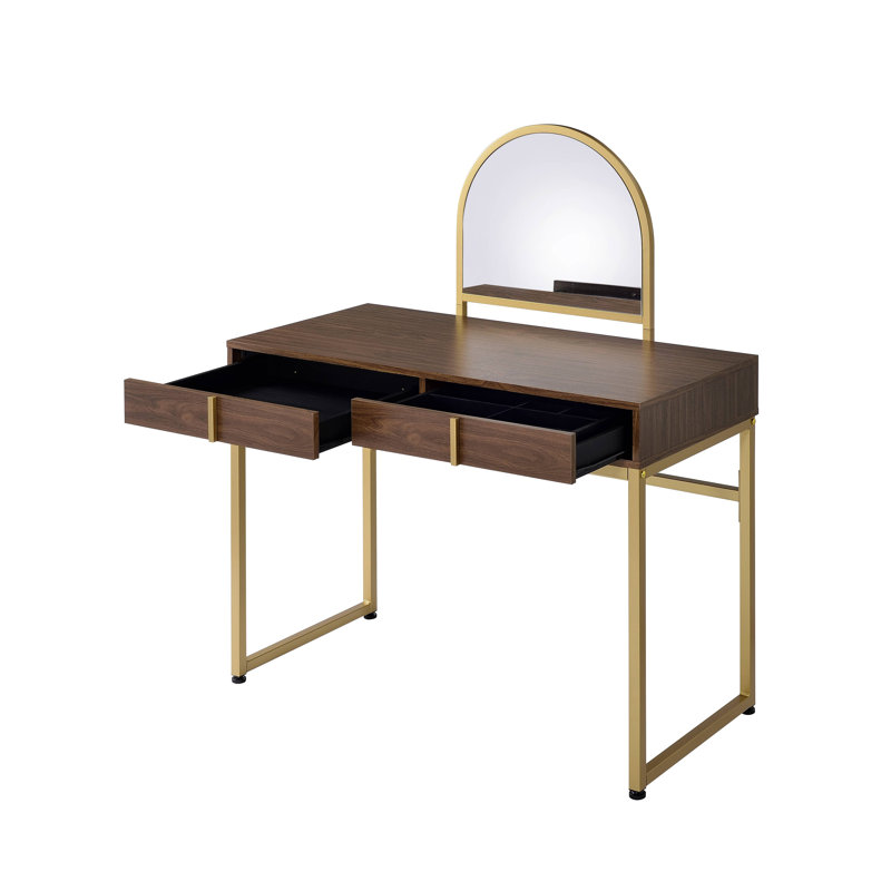 Coiffeuse avec miroir et plateau à bijoux