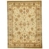 Hand Knotted Wool Oriental Area Rug in Cream