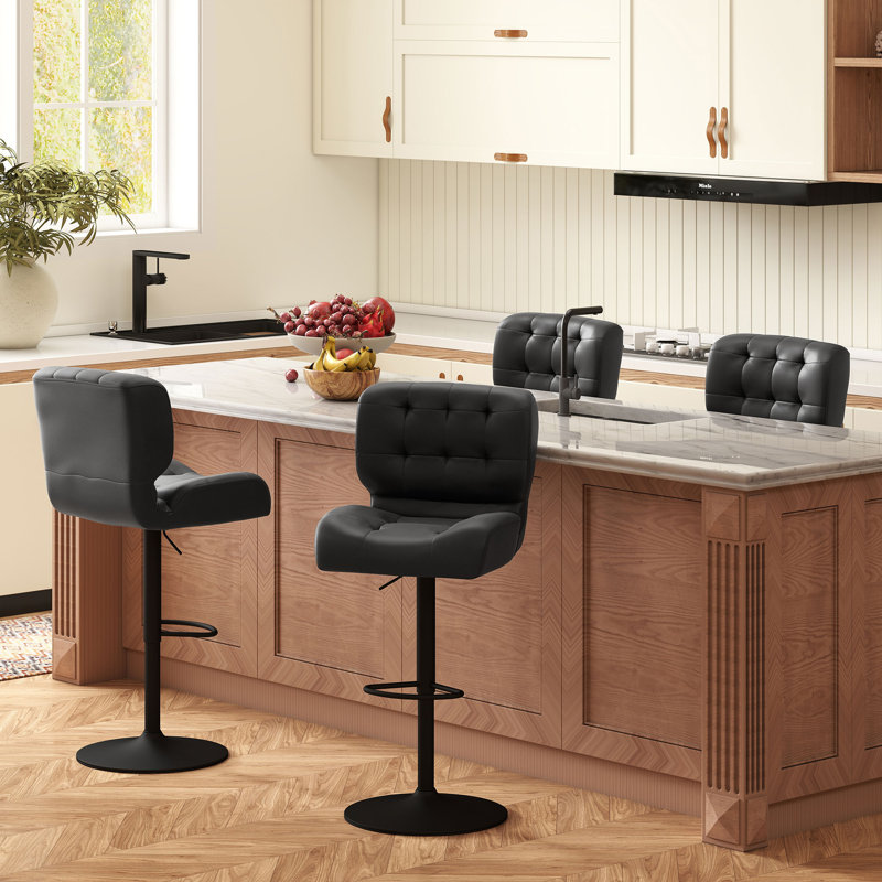 Yeal Swivel Upholstered Adjustable Height Counter Stool, Black
