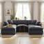 Canapé modulaire moelleux modulaire en chenille extra doux en forme de U avec repose-pieds et accoudoirs-955975998