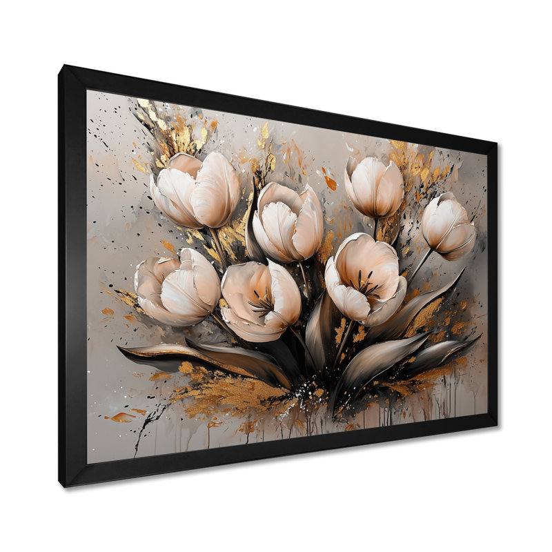 Malave - art mural floral, H 30 po x l 40 po, Reproduction encadrée d'une seule photo, Noir, noir, noir, noir