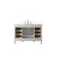 Meuble-lavabo simple 48 po blanc mat avec comptoir en céramique blanc brillant, 9 tiroirs, 2 portes.