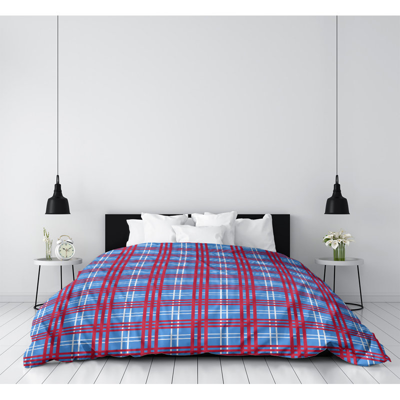 Housse de couette de luxe simple de style football Houston, Housse de couette simple TG, Bleu clair / blanc / rouge