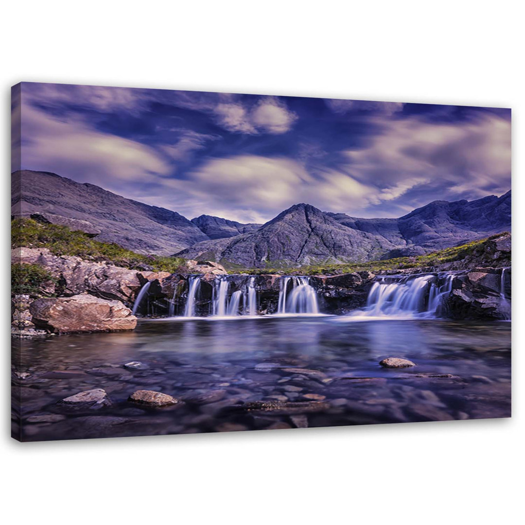 Leinwandbild Waterfall Mountain Landscape