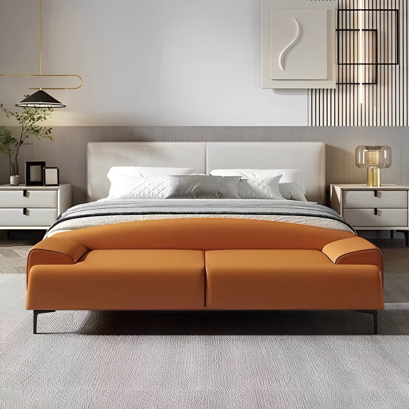 Banc rembourré Sile, H 21,65 po x l 70,86 po x P 19,68 po, Orange