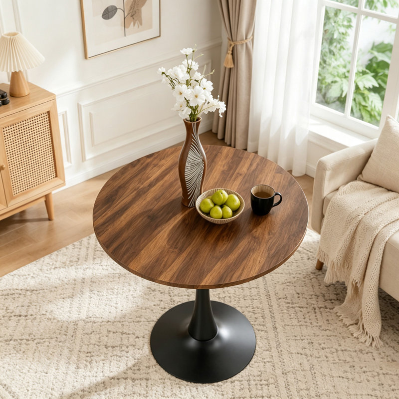 Table tulipe 31,5 pouces pour petits espaces, Noir + noyer