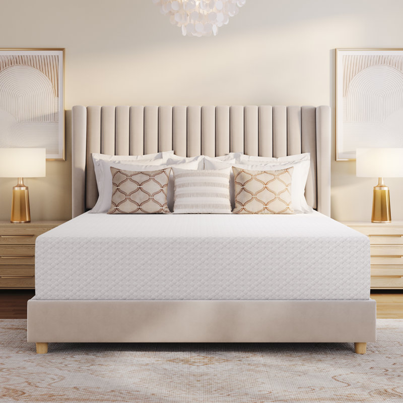 Matelas multi-tailles en mousse viscoélastique gélifiée rafraîchissante au parfum de thé vert, Grand lit, 12"